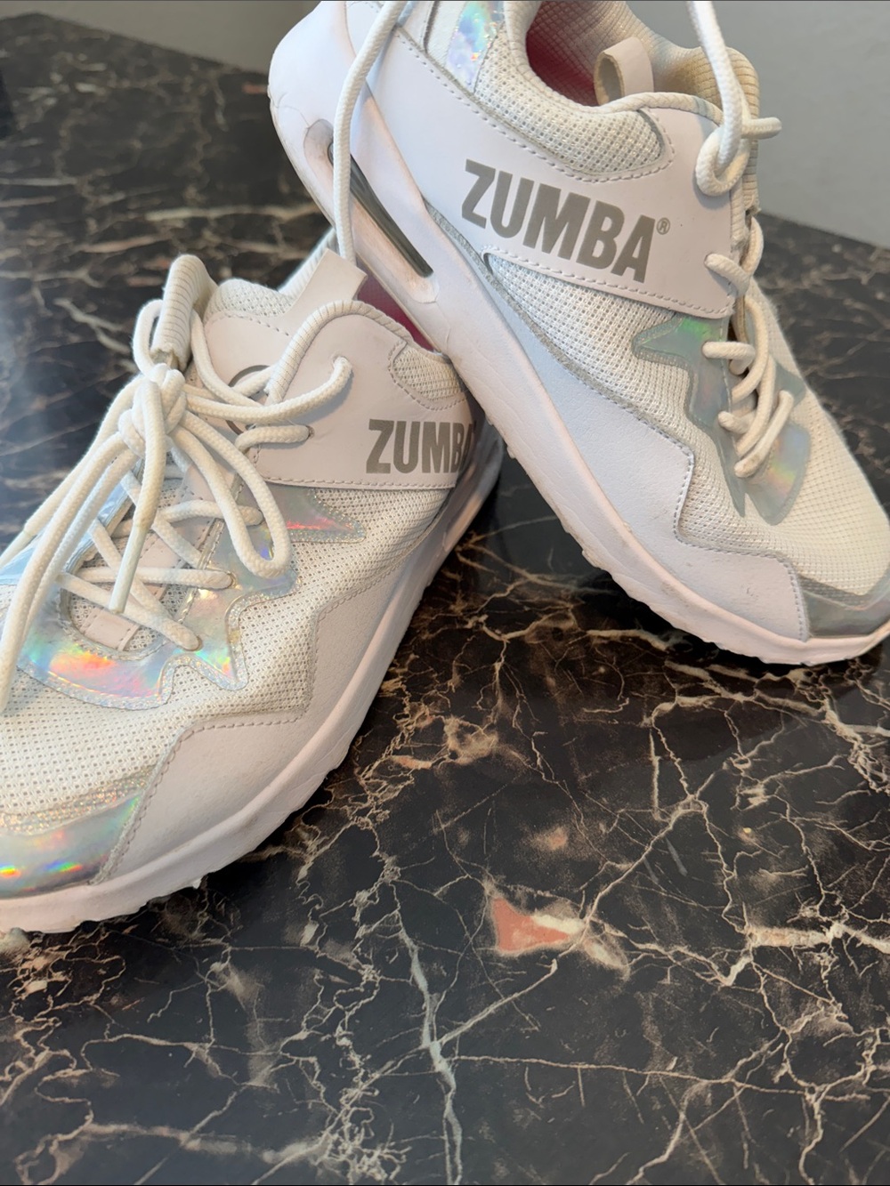 Zumba Fitness White Holographic Accent Athletic Sneakers